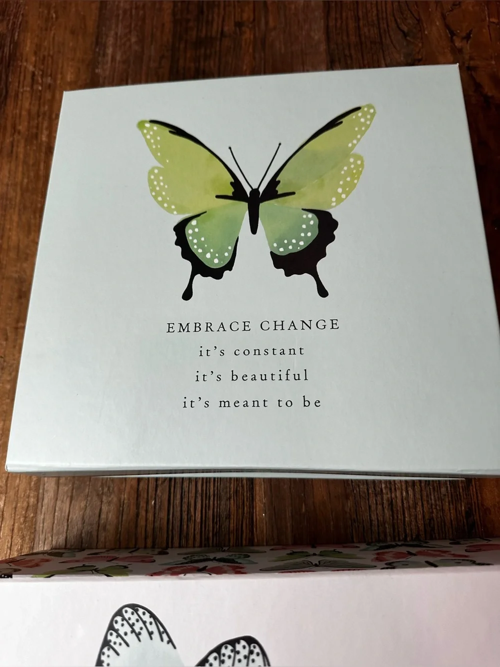 Butterfly Canvas Storage Box Set - Mint Green & Coral